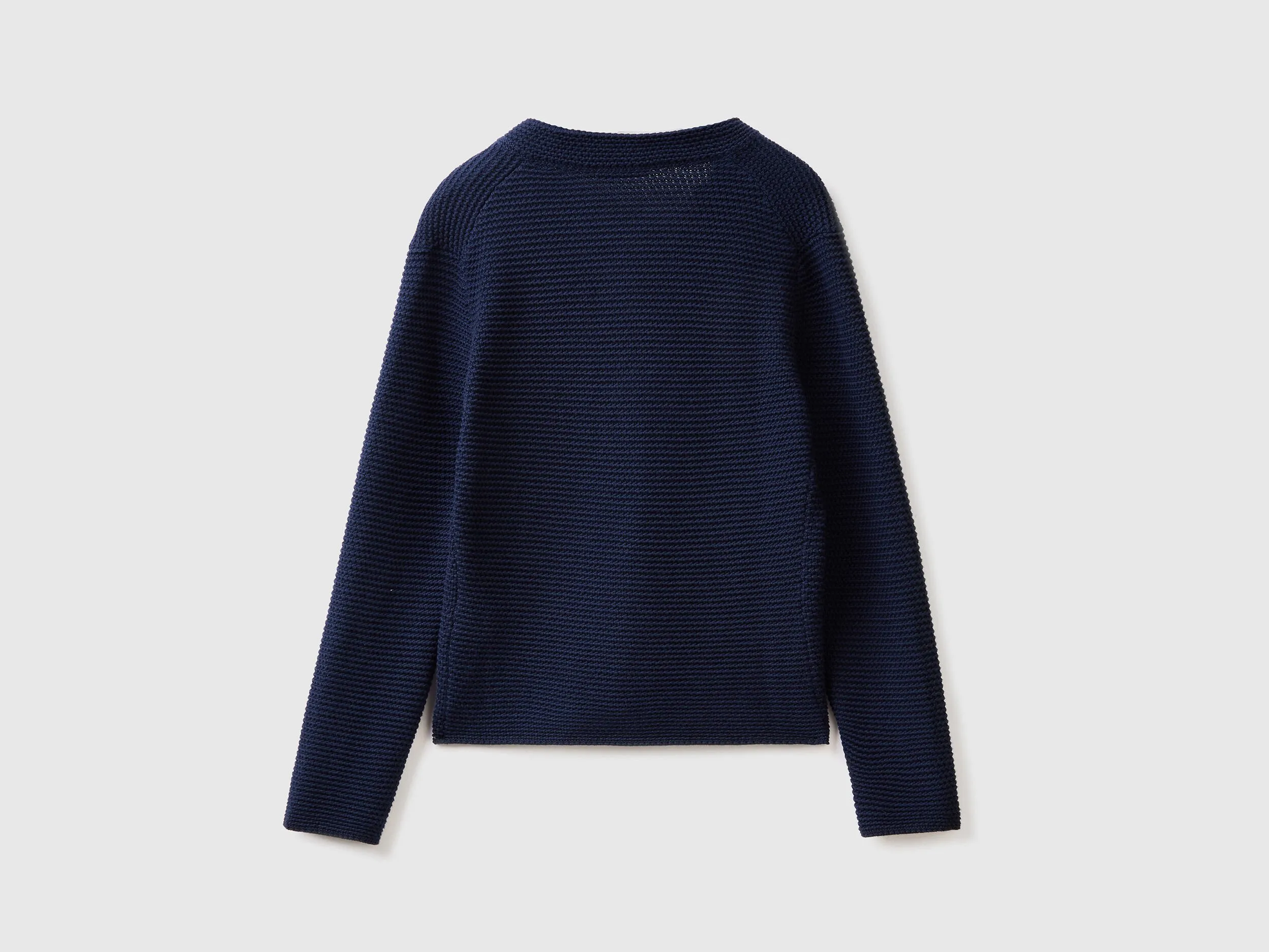 100% cotton knit jacket - Dark Blue | Benetton