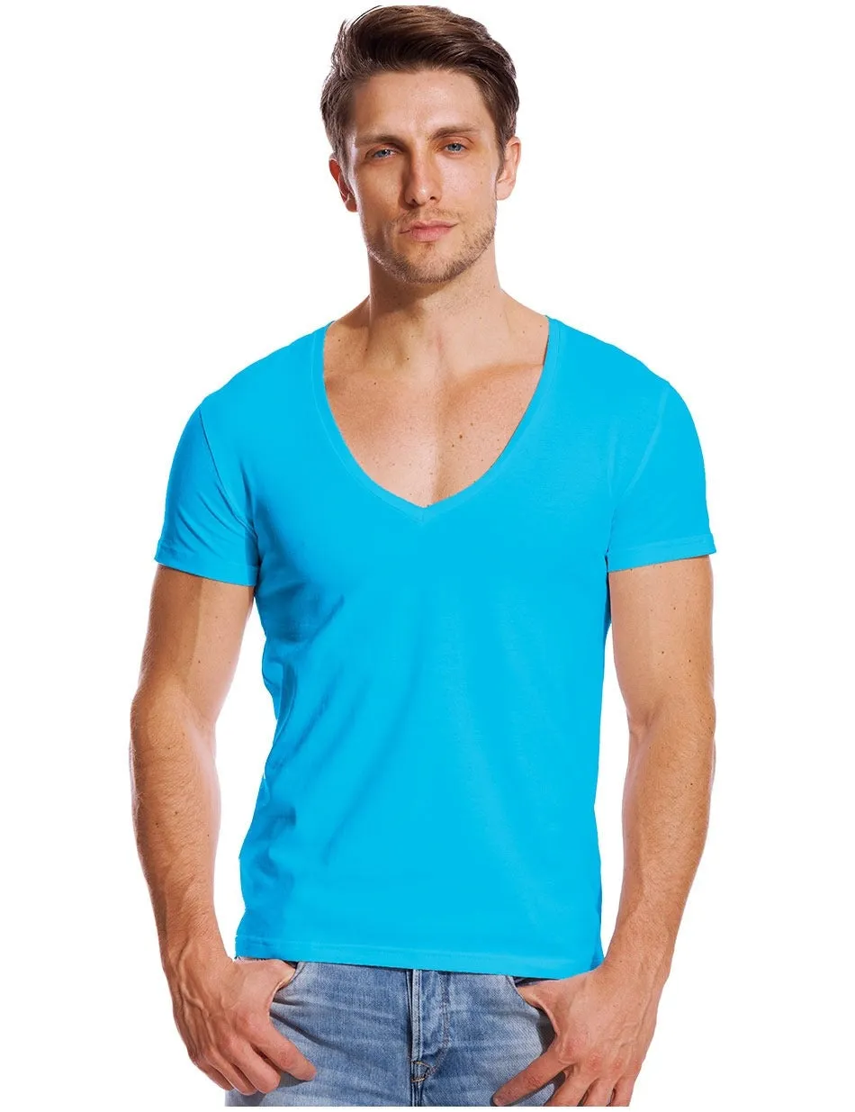 21 Colors Deep V Neck Compression Short Sleeve Men's T-Shirt for Fitness