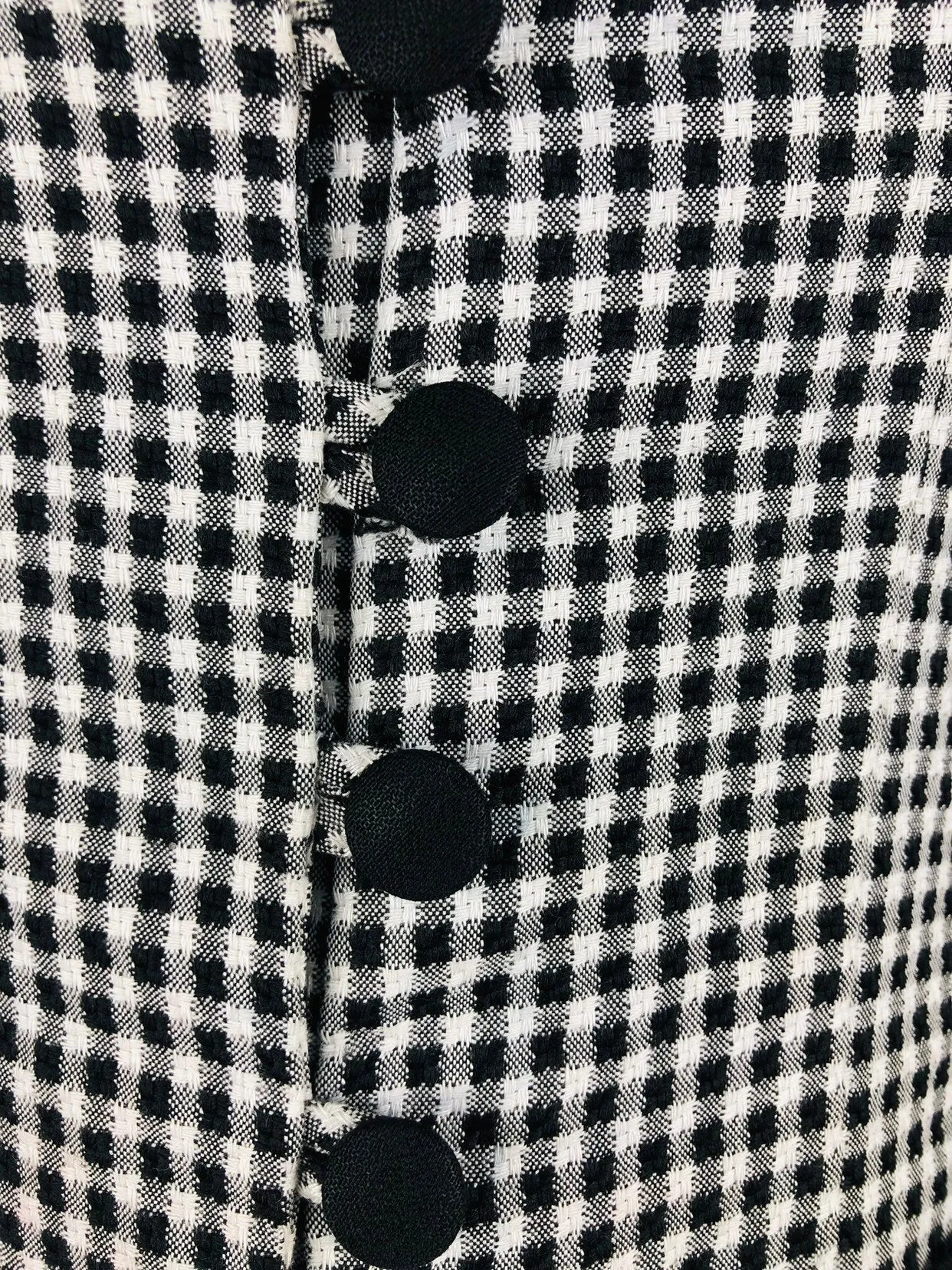 80s Dress Checkered boho Black and White Fitted