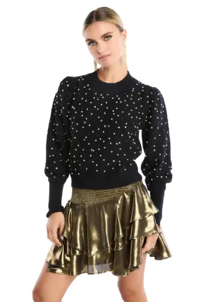 ALLISON Rhinestone Charlotte Sweater Black