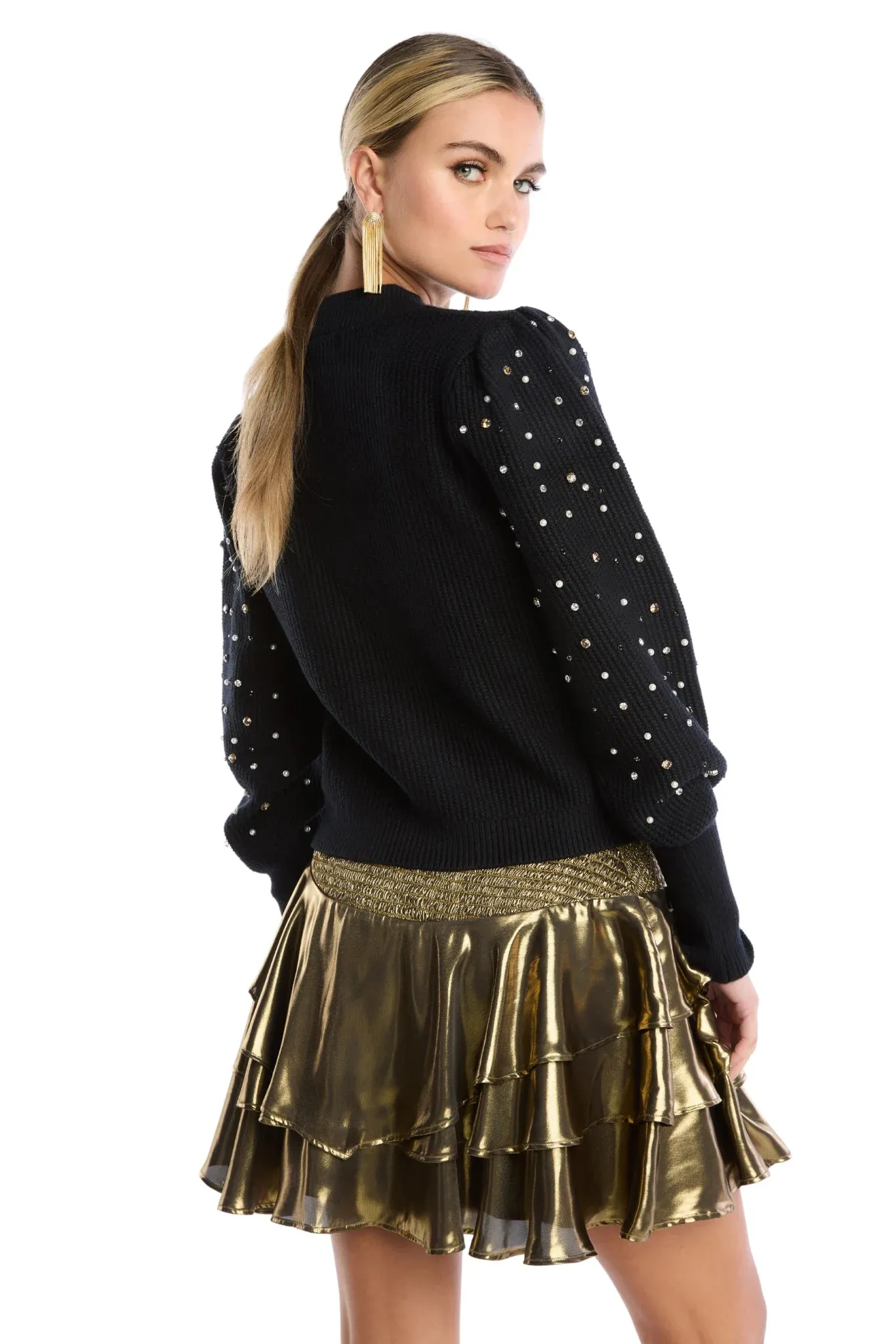 ALLISON Rhinestone Charlotte Sweater Black