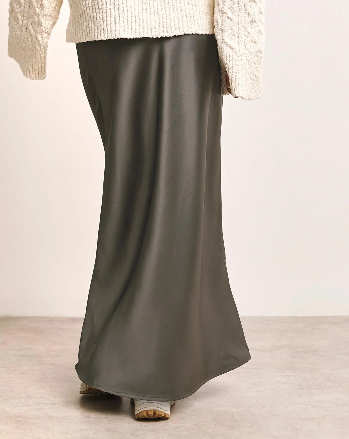 Anthology Pewter Satin Slip Skirt