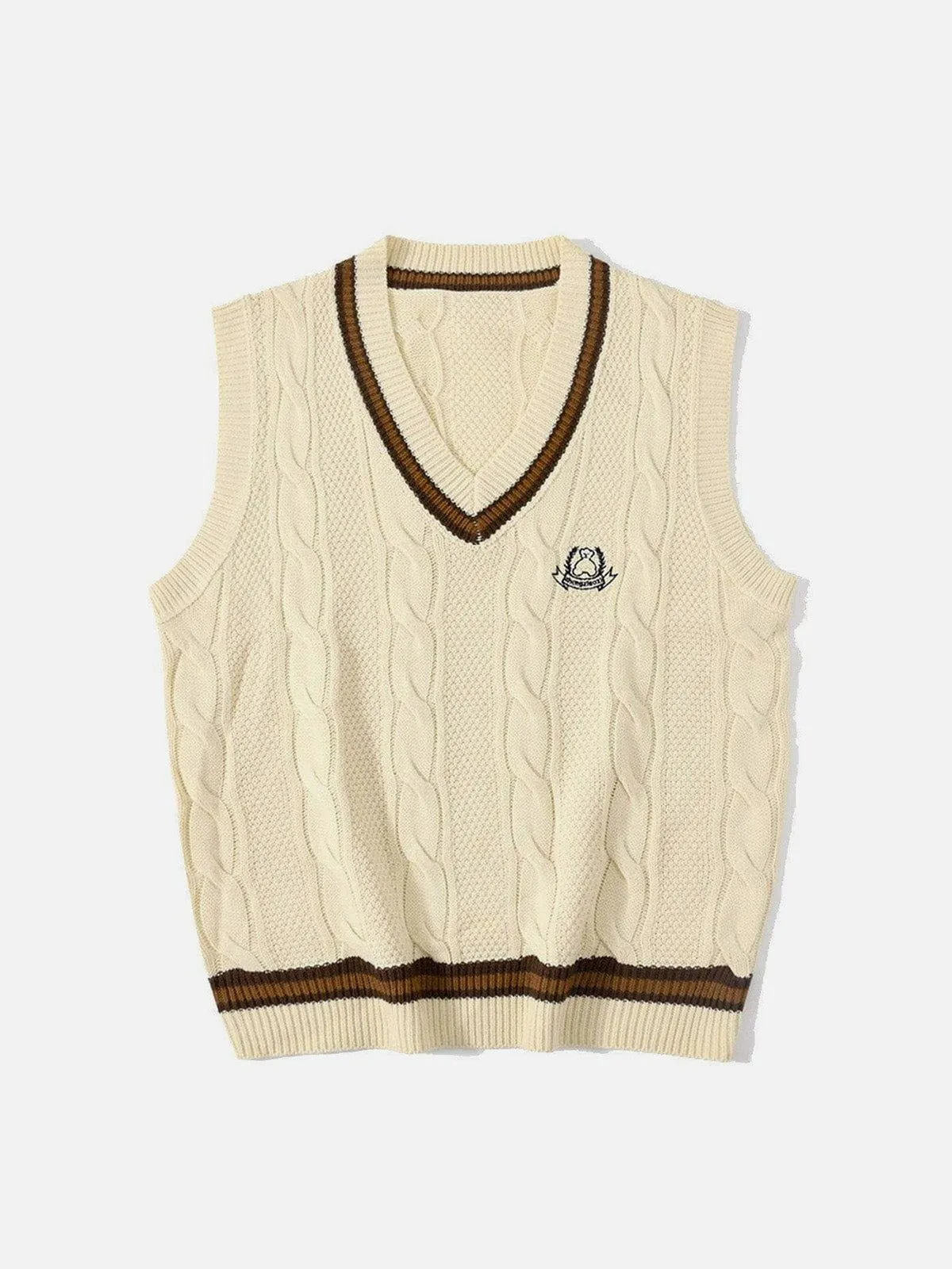 Bear Embroidered Knit Vest