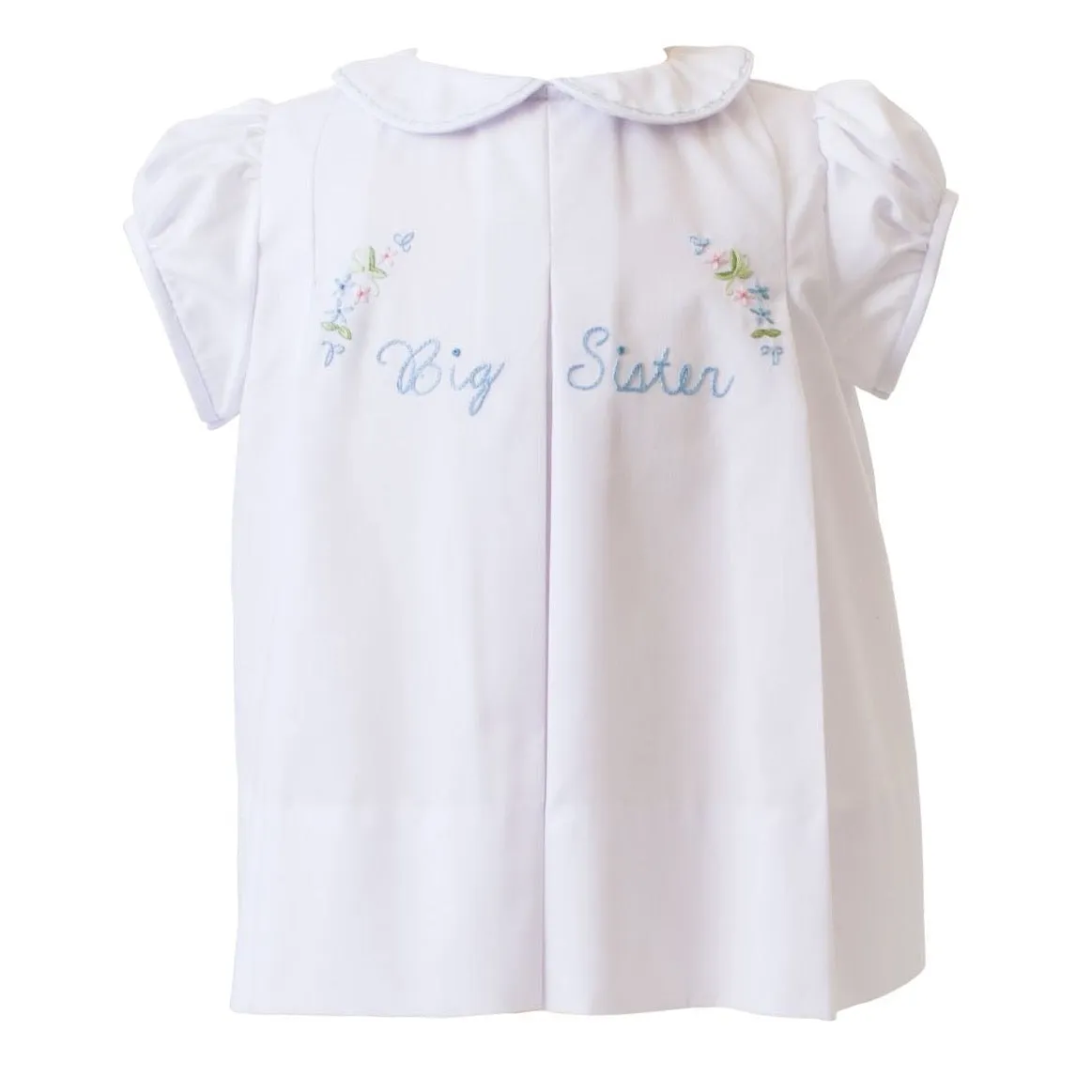 Big Sister Dress - White with Light Blue