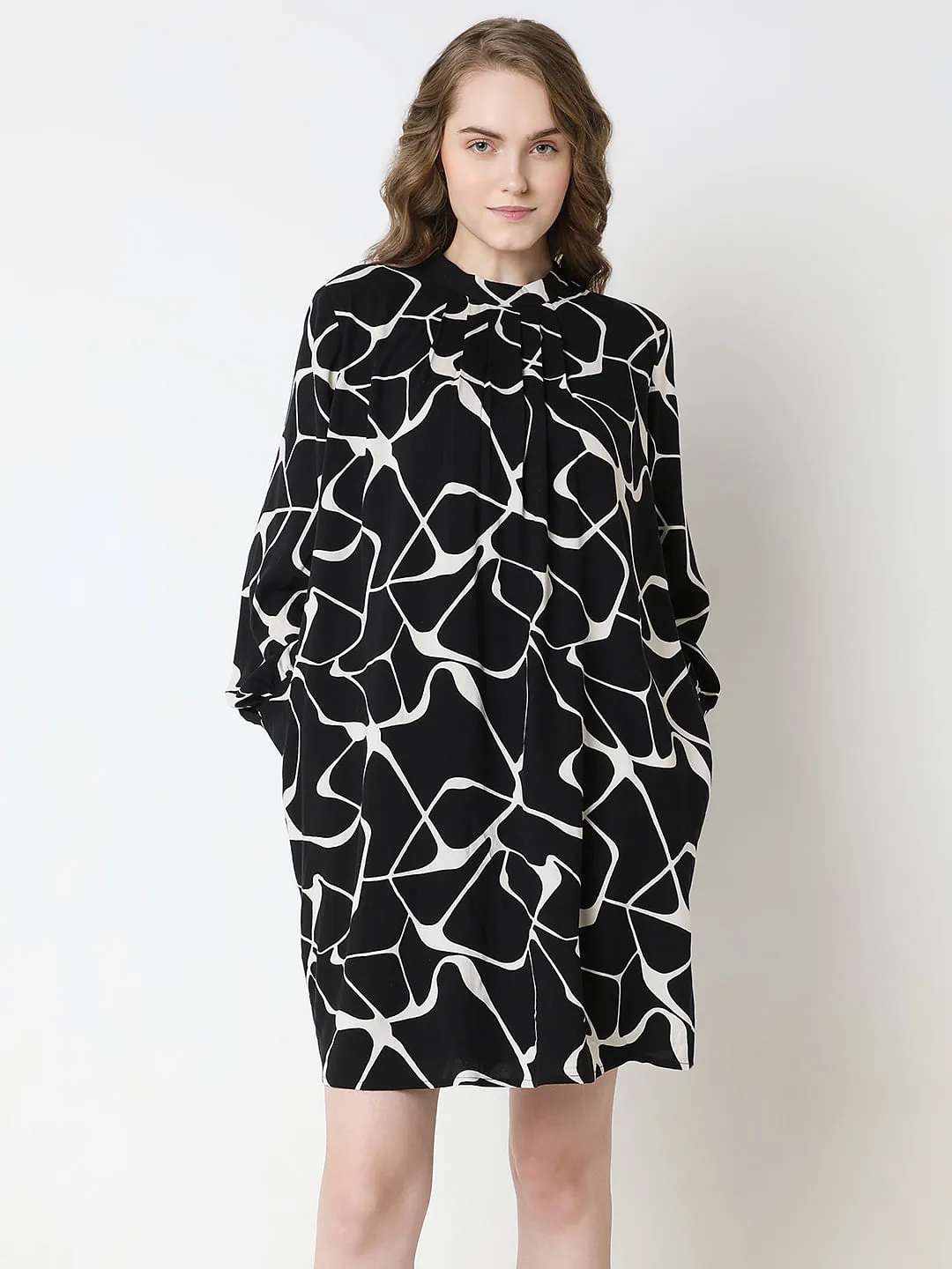 Black Abstract Print Dress