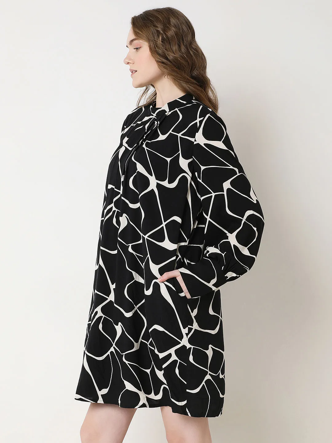 Black Abstract Print Dress