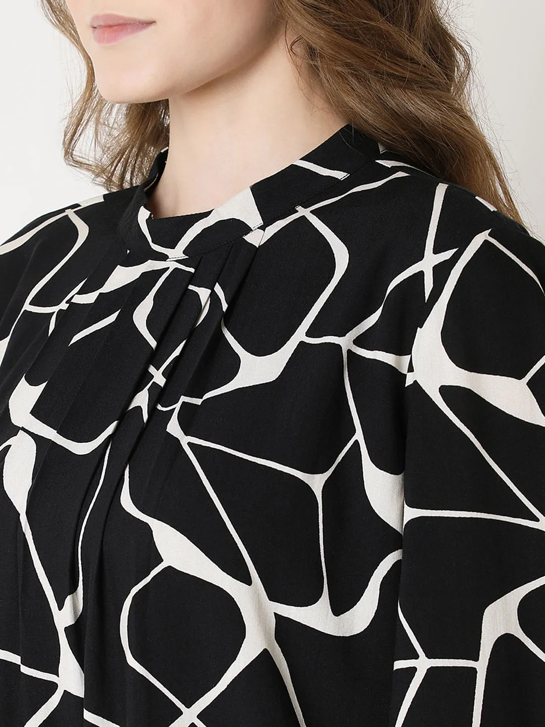 Black Abstract Print Dress