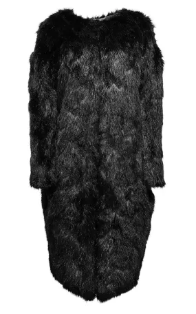 Black Oversized Faux Fur Coat