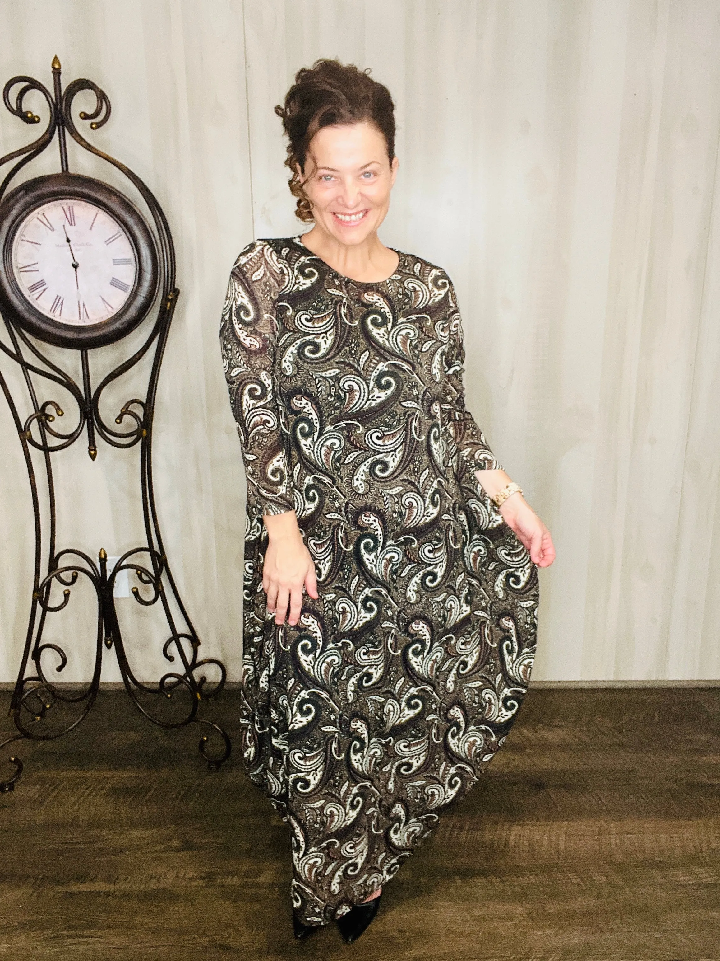 Black Paisley Parachute Dress