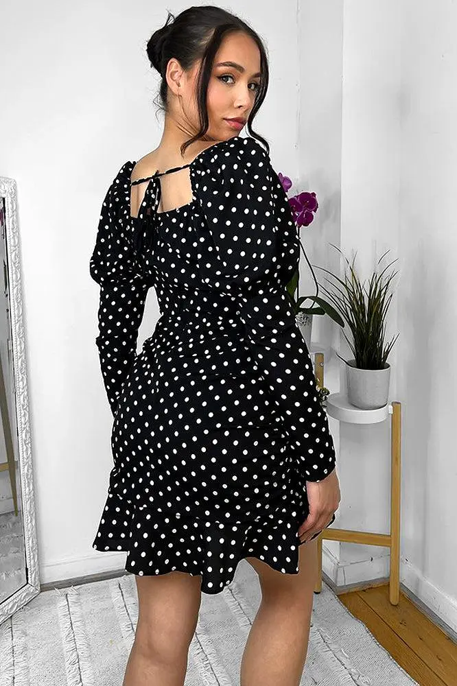 Black Polka Dot Frilled Milkmaid Dress