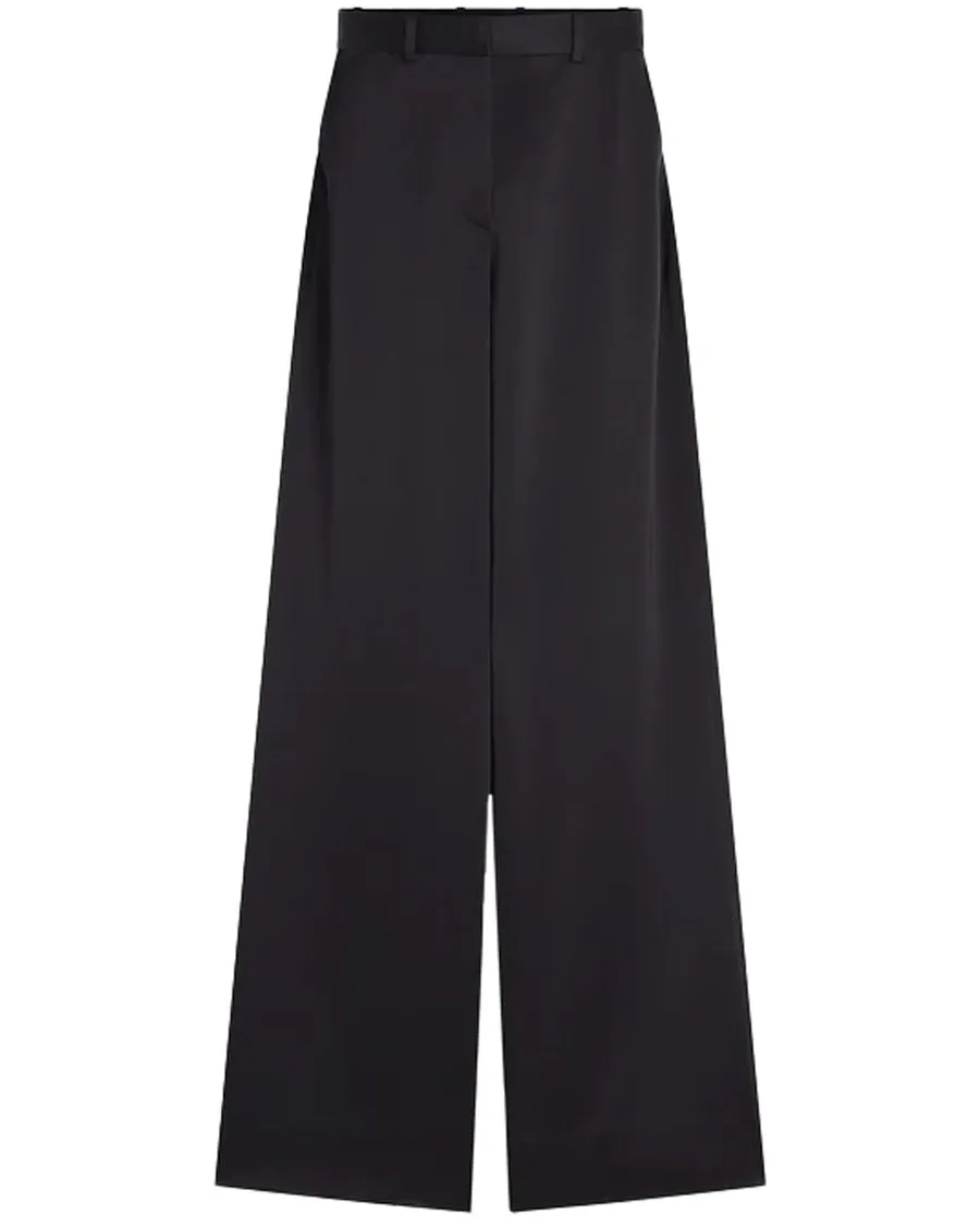 Black Satin Wide Leg Pant