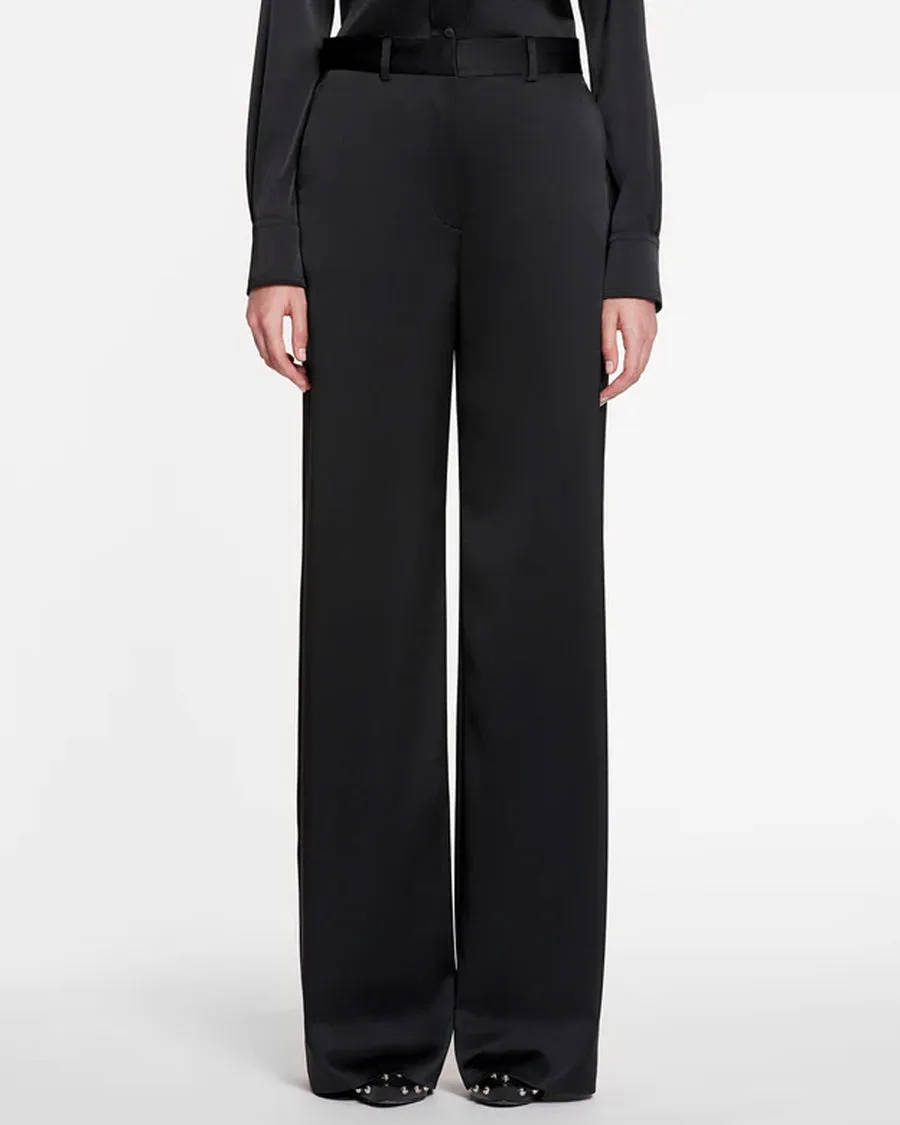 Black Satin Wide Leg Pant