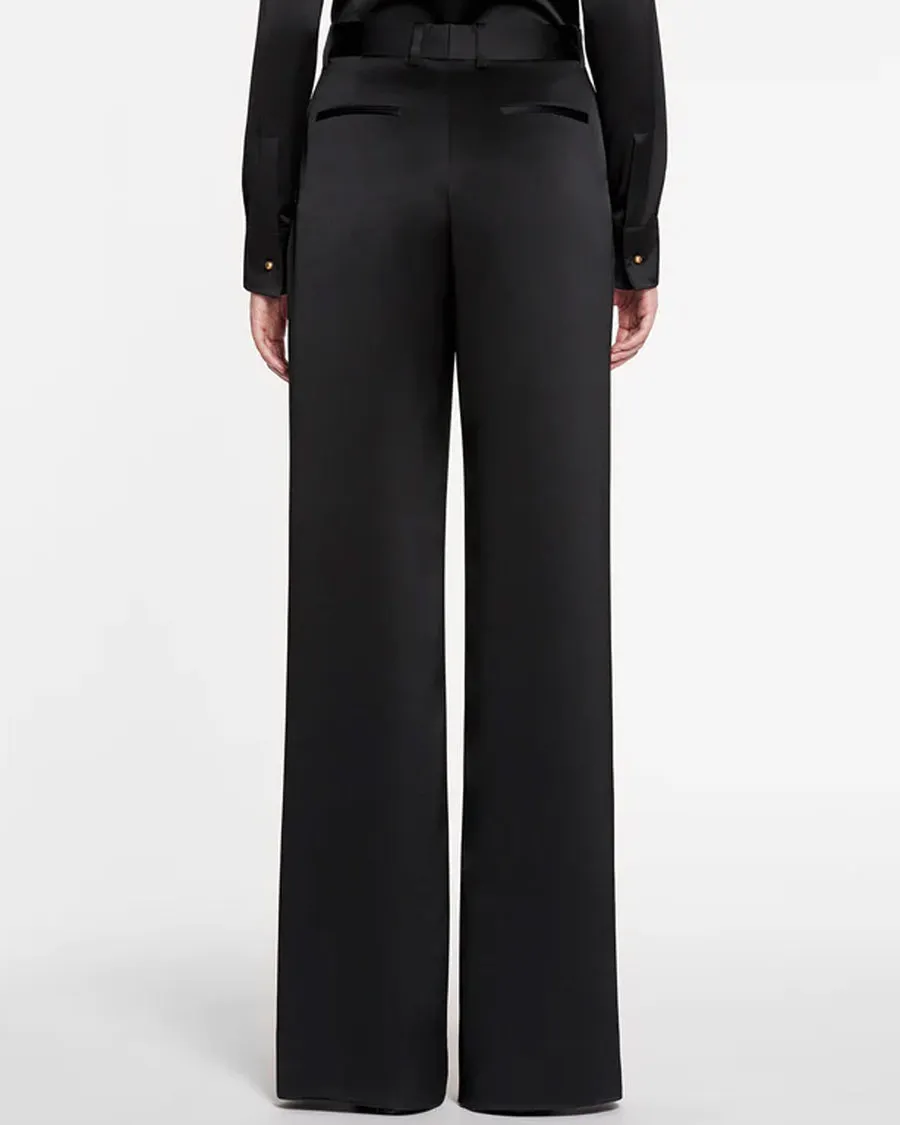 Black Satin Wide Leg Pant