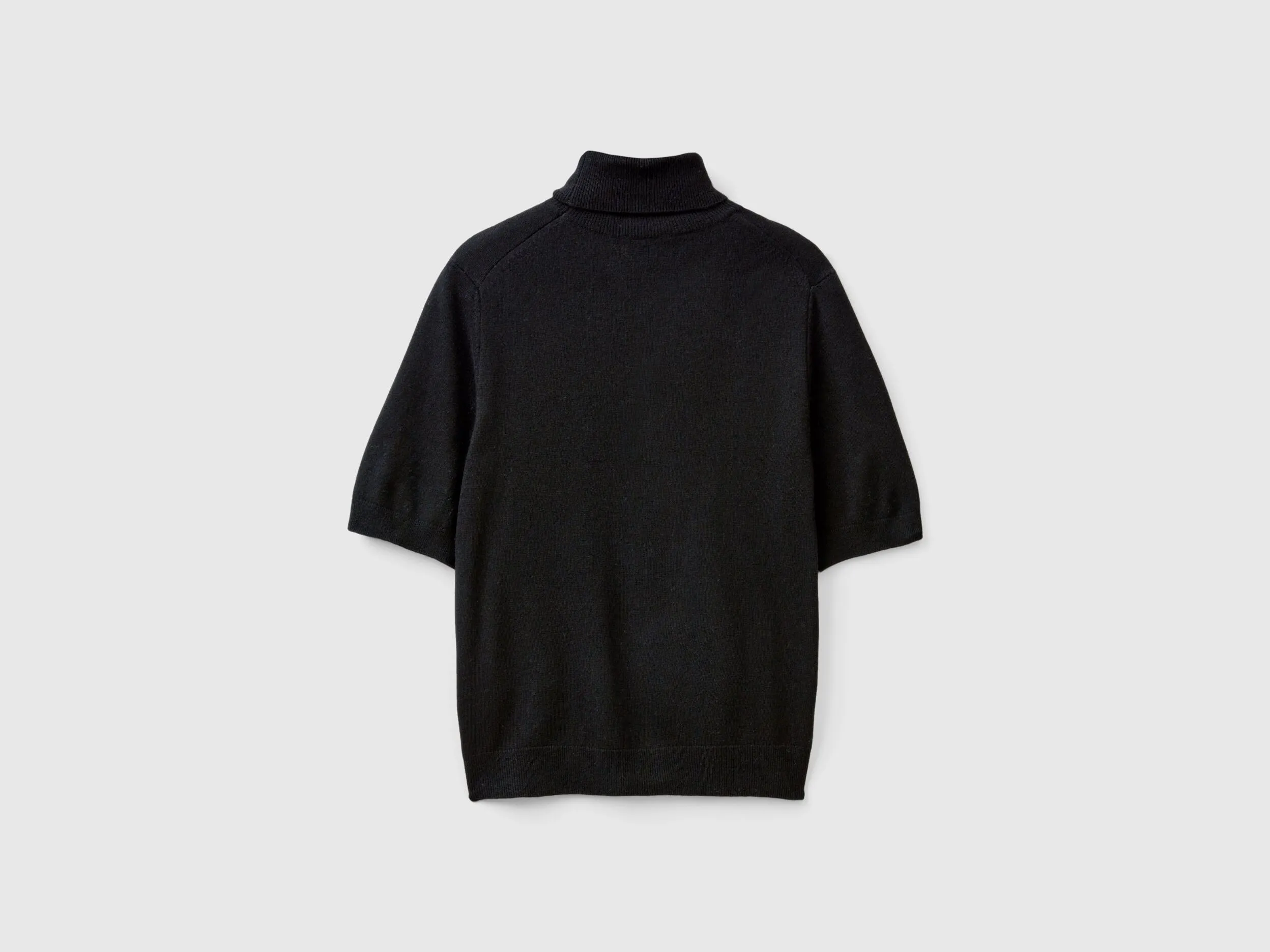 Black short sleeve turtleneck in cashmere blend - Black | Benetton