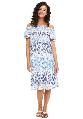 Blue Rosie Pope Maternity Floral Serena Dress (Like New - Size Large)