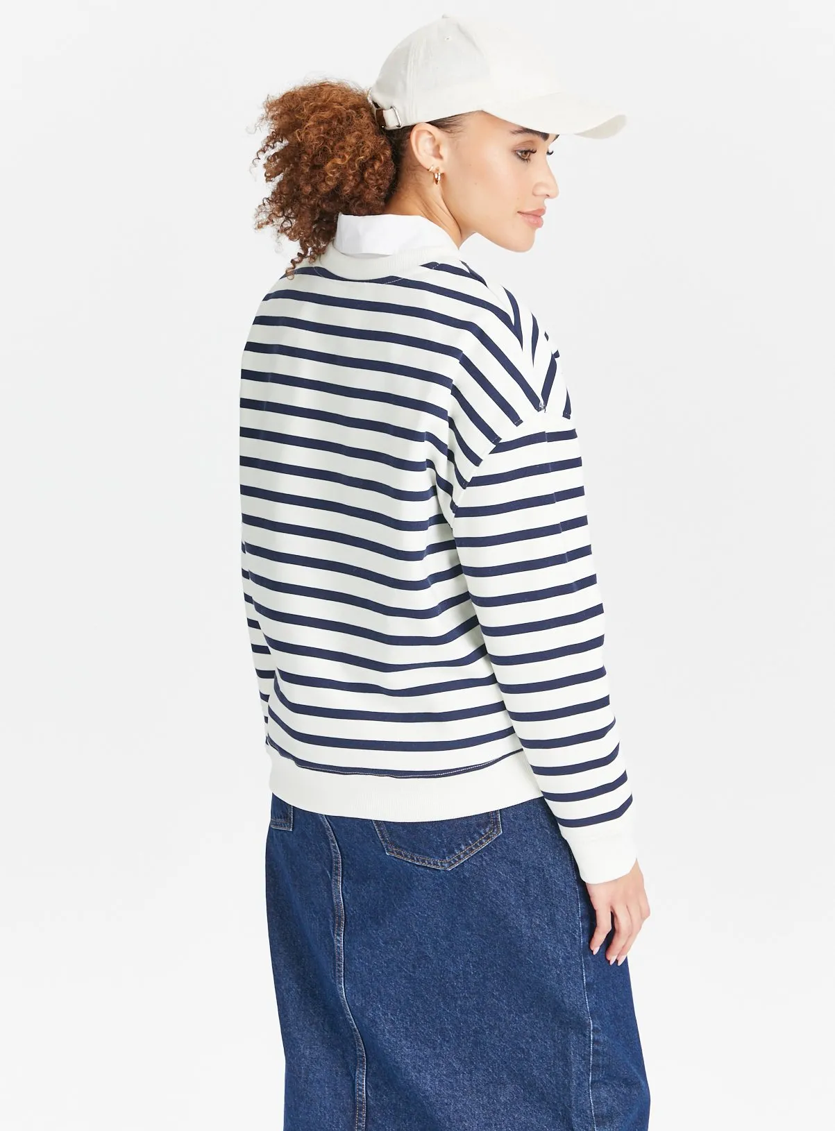 Buy Navy Stripe Relaxed Sweatshirt S | Hoodies and sweatshirts | Tu