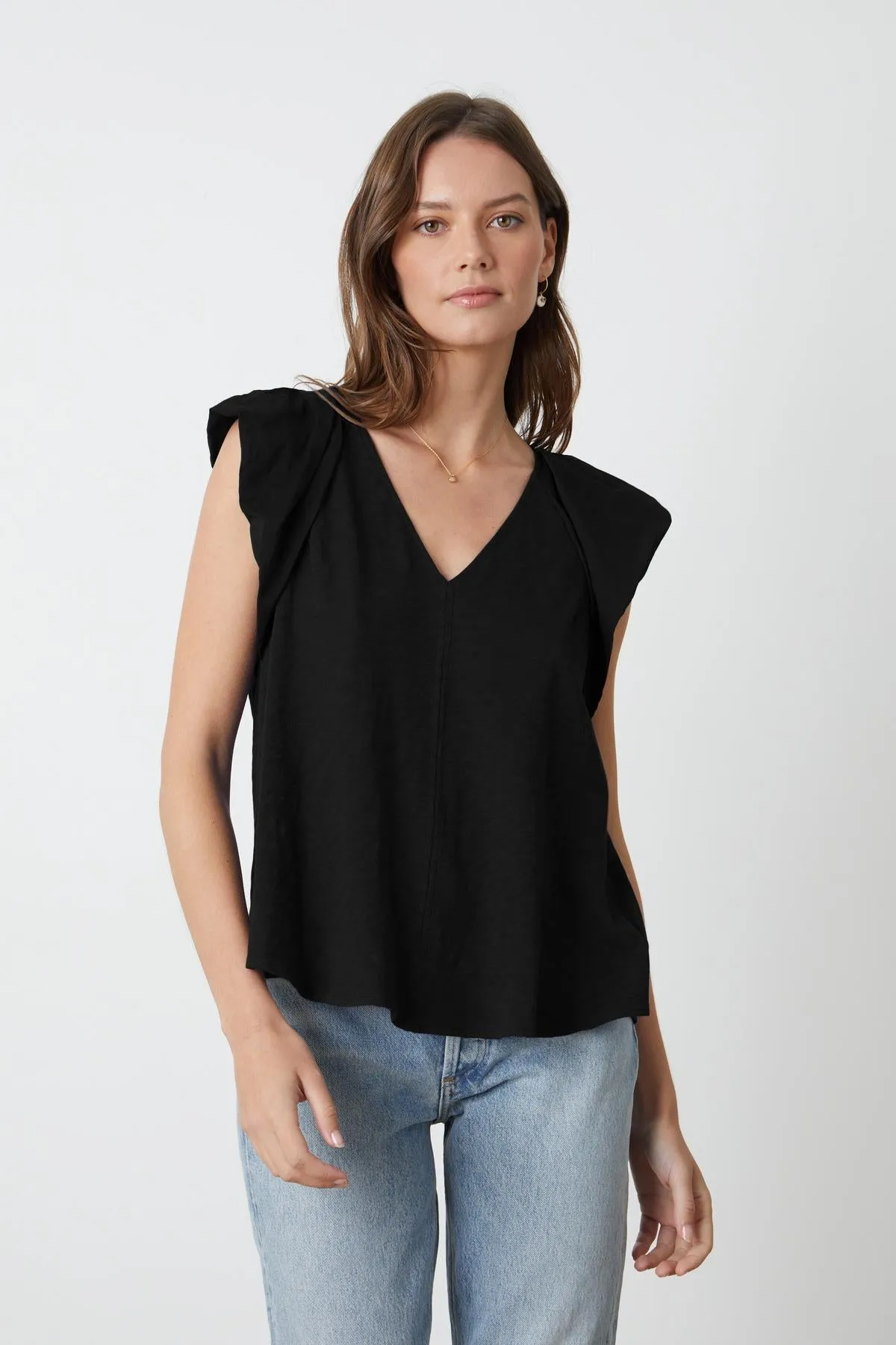 CARLY RUFFLE SLEEVE TOP