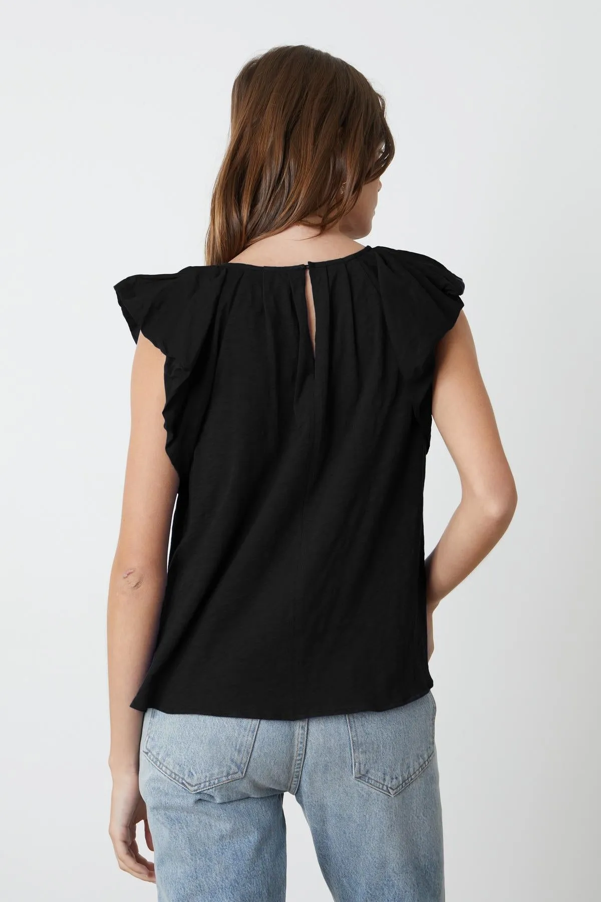 CARLY RUFFLE SLEEVE TOP