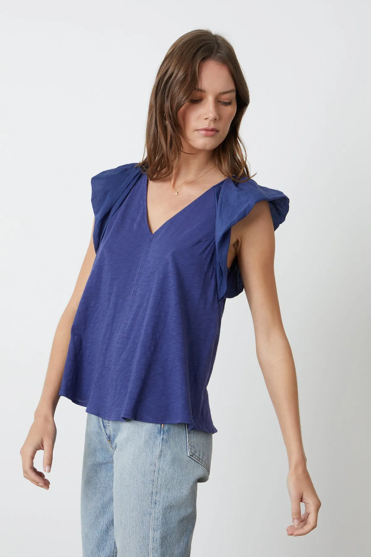 CARLY RUFFLE SLEEVE TOP