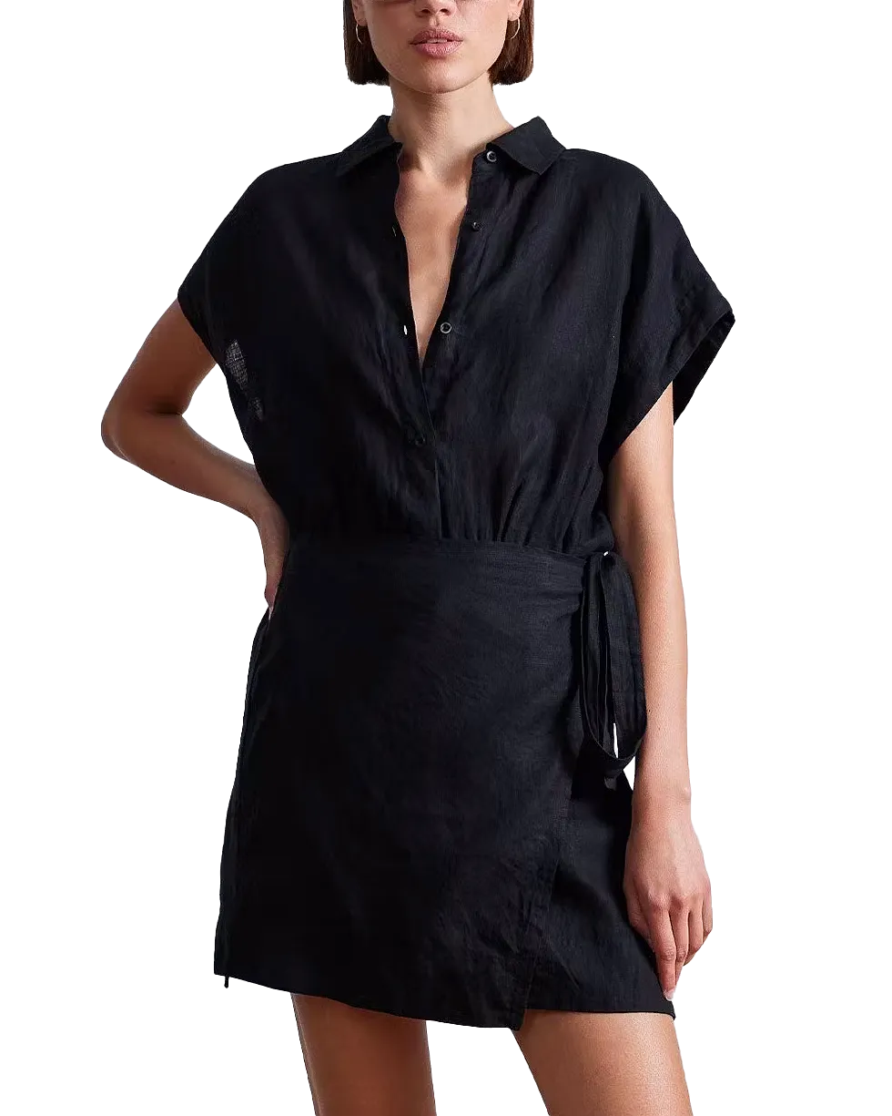 Catania Wrap Mini Dress (Black)