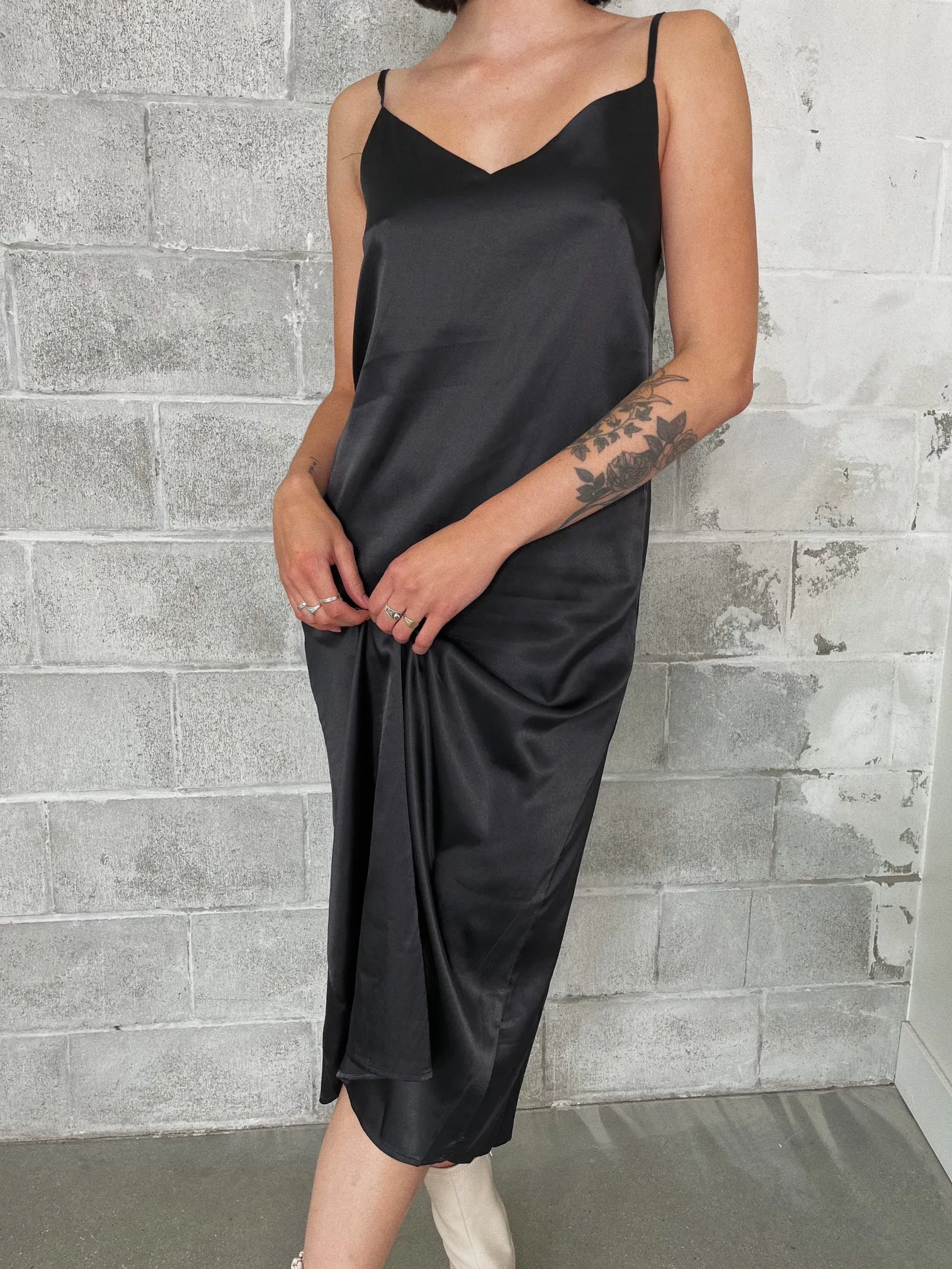 C'EST MOI Long Satin Slip Dress