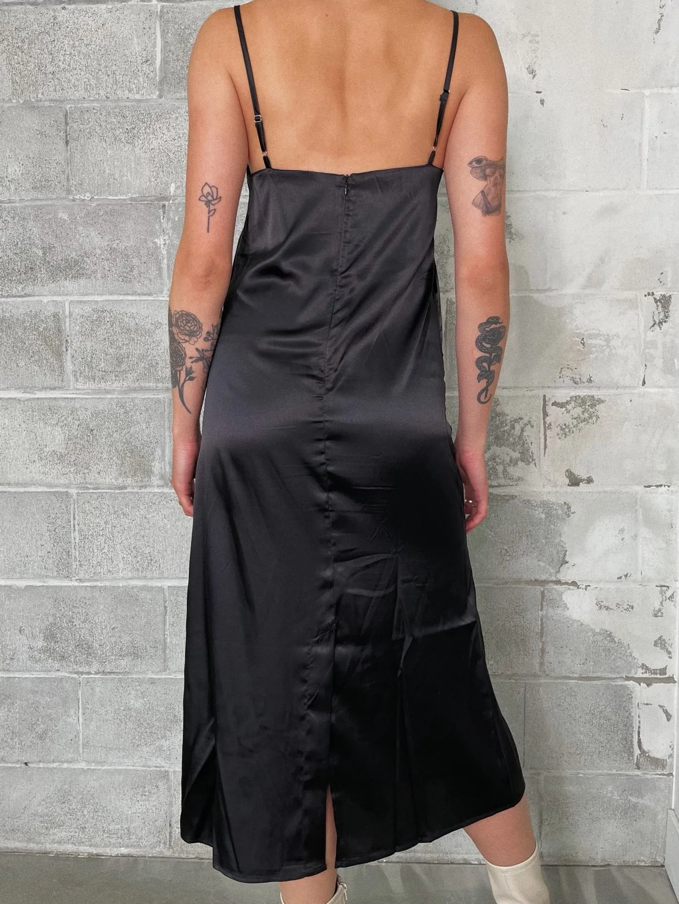 C'EST MOI Long Satin Slip Dress