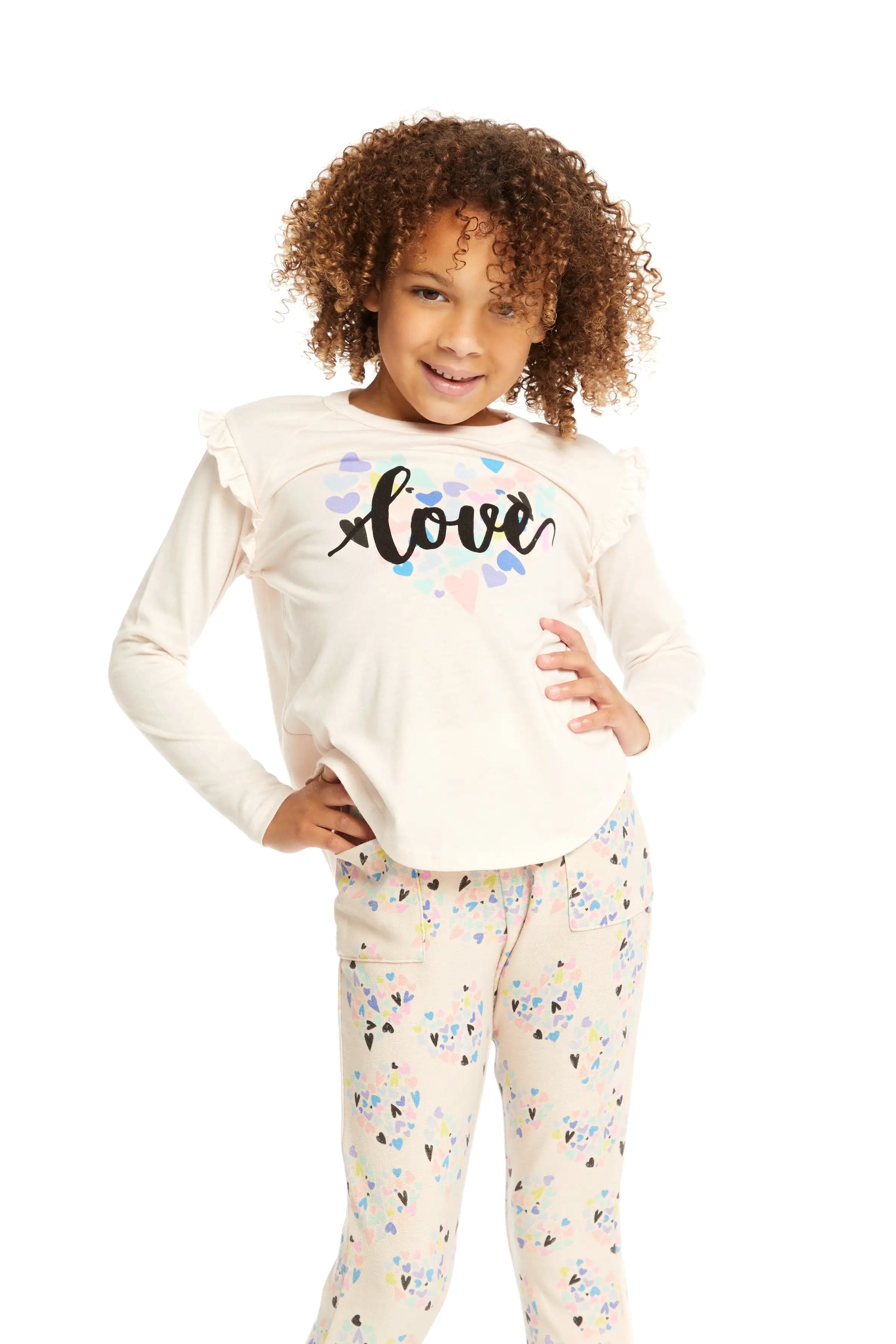 Chaser Love Ruffle Shoulder LS Tee