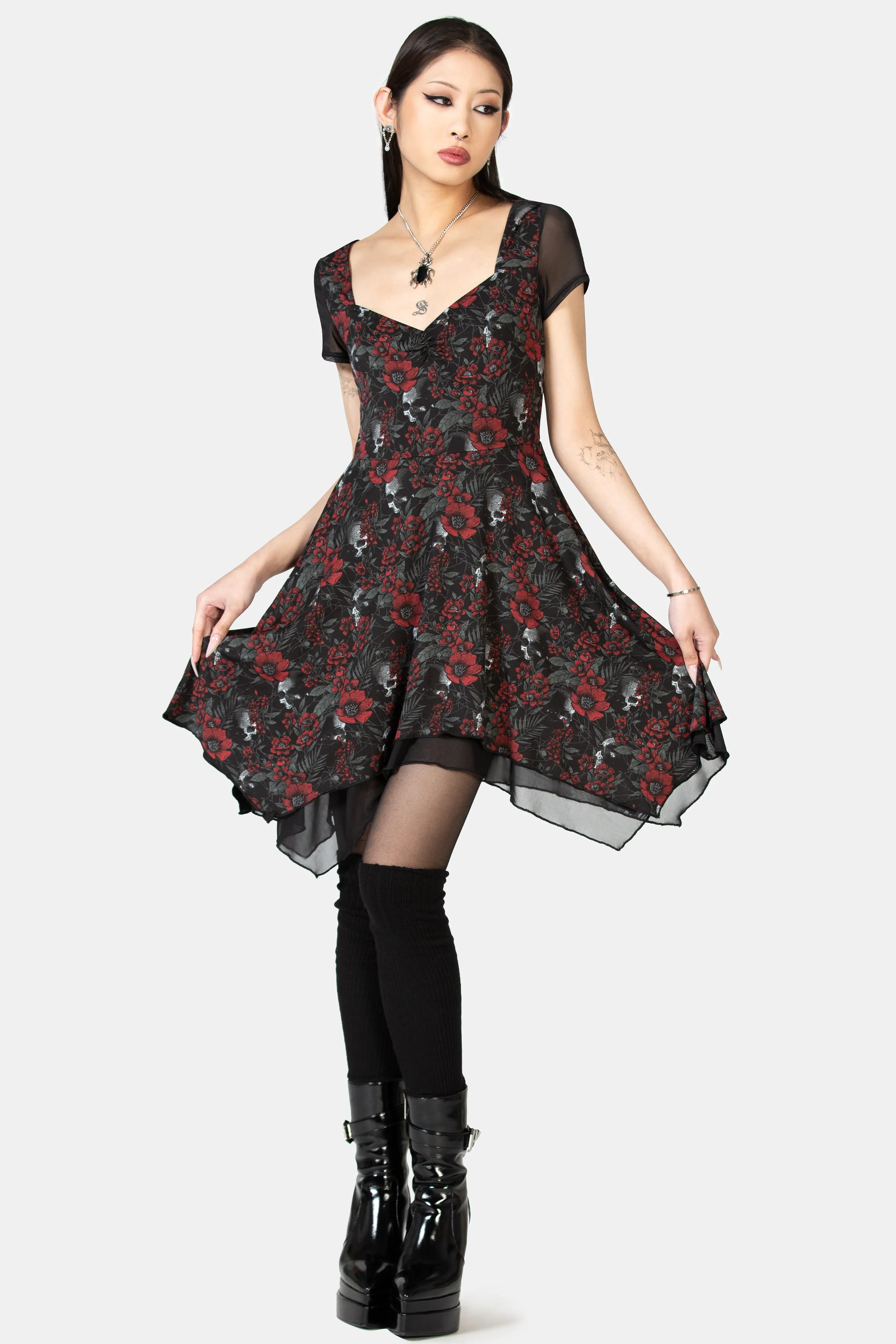 Crimson Decay Mini Dress