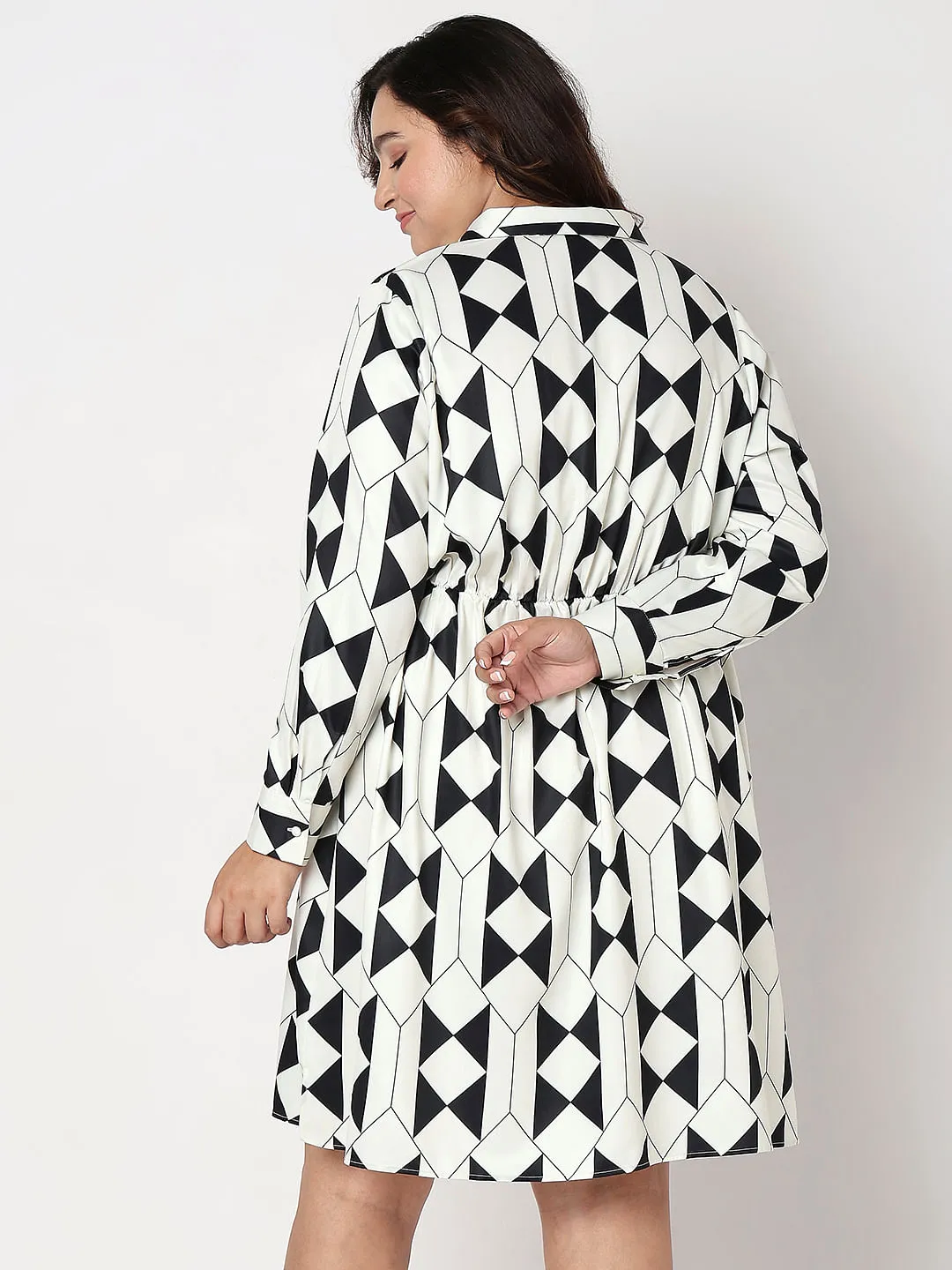 CURVE Black Monochrome Printed Shirt Dress