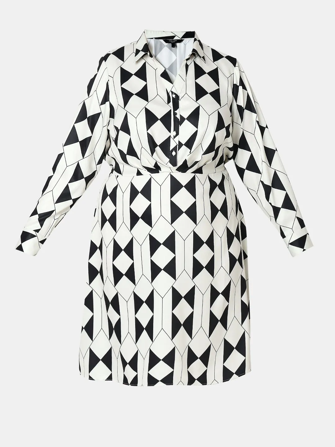 CURVE Black Monochrome Printed Shirt Dress