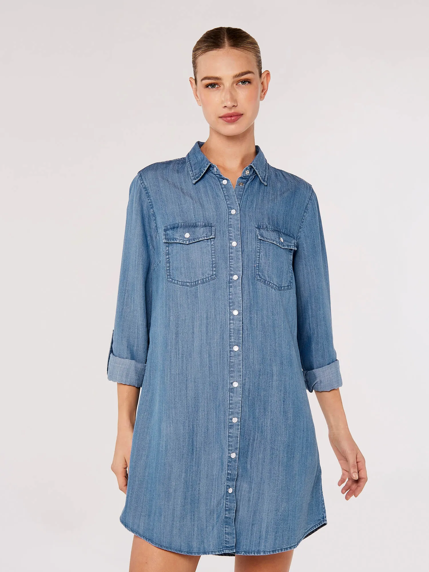 Denim Shirt Mini Dress | Apricot Clothing