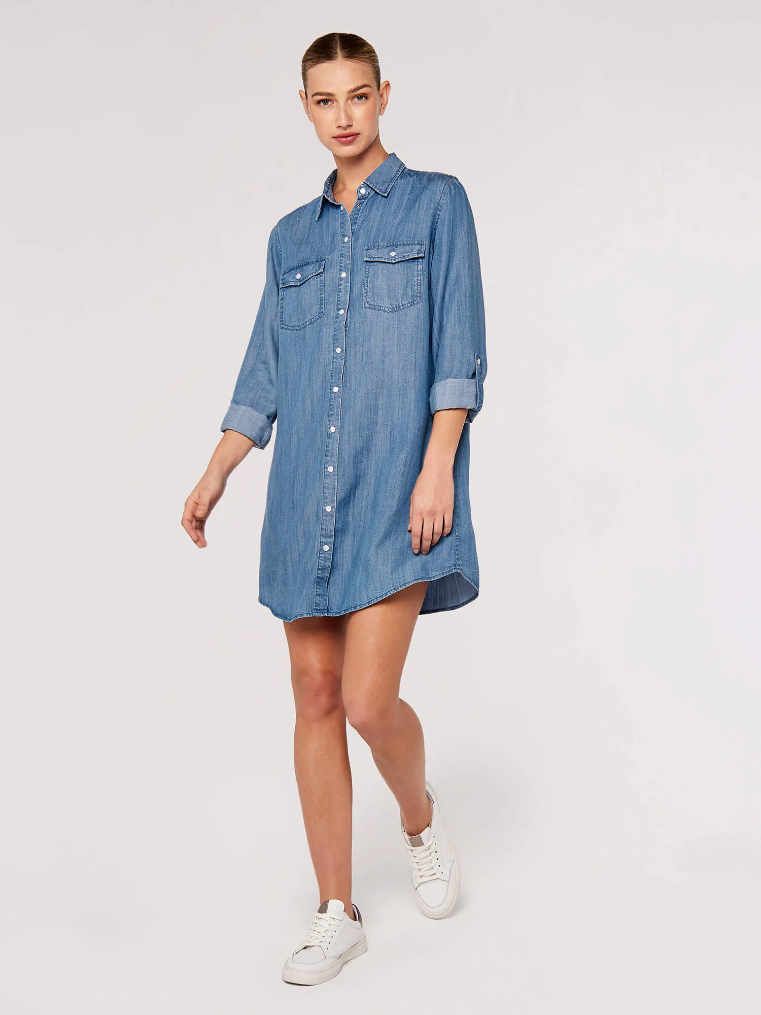 Denim Shirt Mini Dress | Apricot Clothing