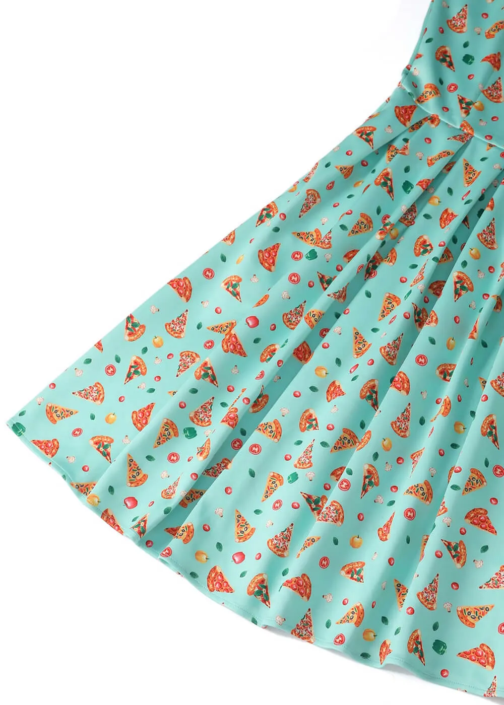 Dolly & Dotty Amanda Pizza 50's Swing Dress Light Blue