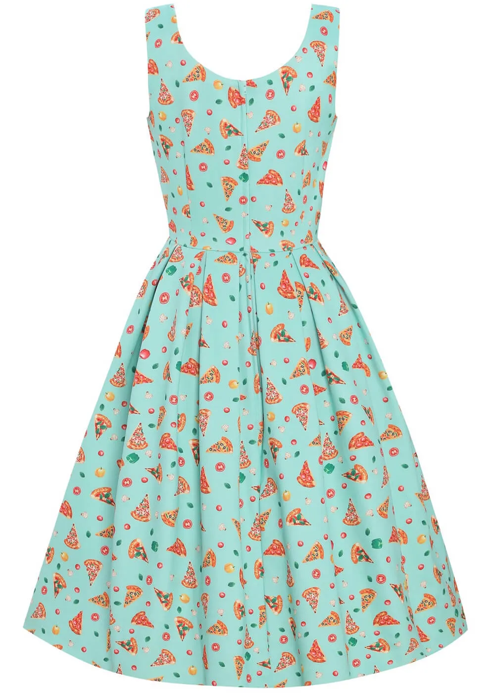 Dolly & Dotty Amanda Pizza 50's Swing Dress Light Blue