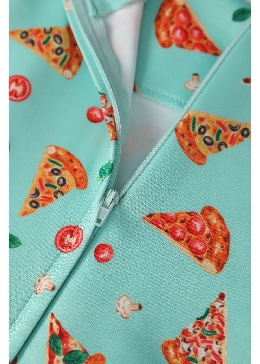 Dolly & Dotty Amanda Pizza 50's Swing Dress Light Blue