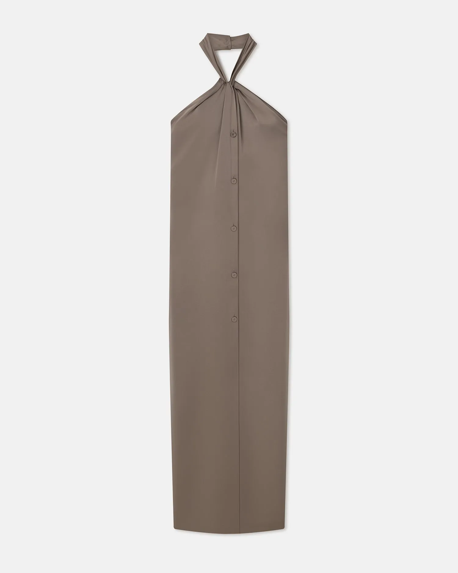 Elima - Slip Satin Halterneck Dress - Clay