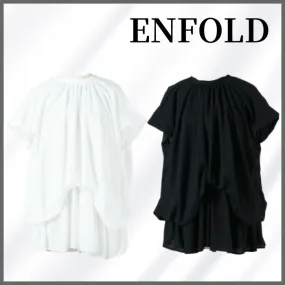 ENFOLD  |Casual Style Plain Short Sleeves Shirts & Blouses