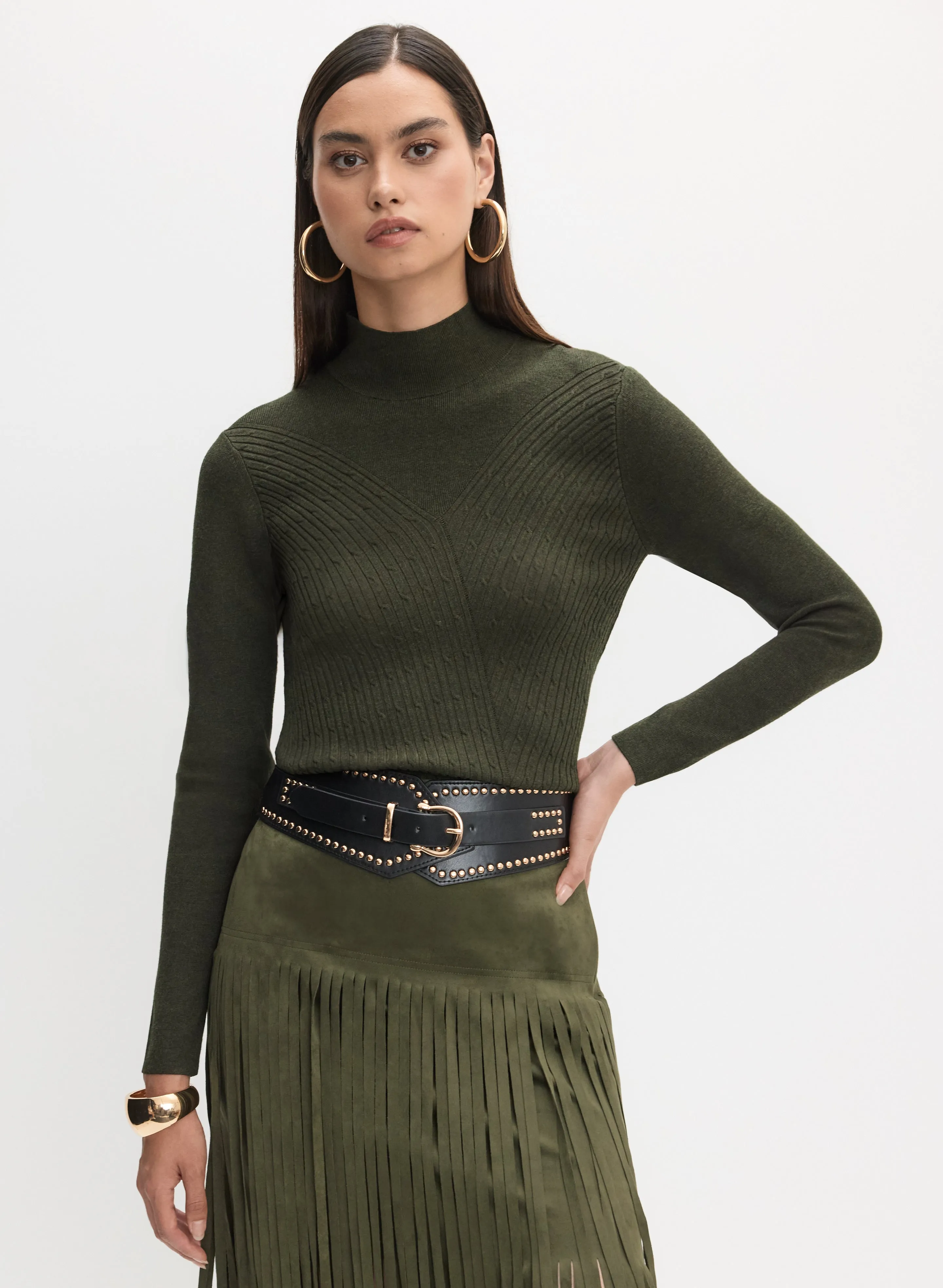 Essential Mock Neck Ribbed Knit Sweater