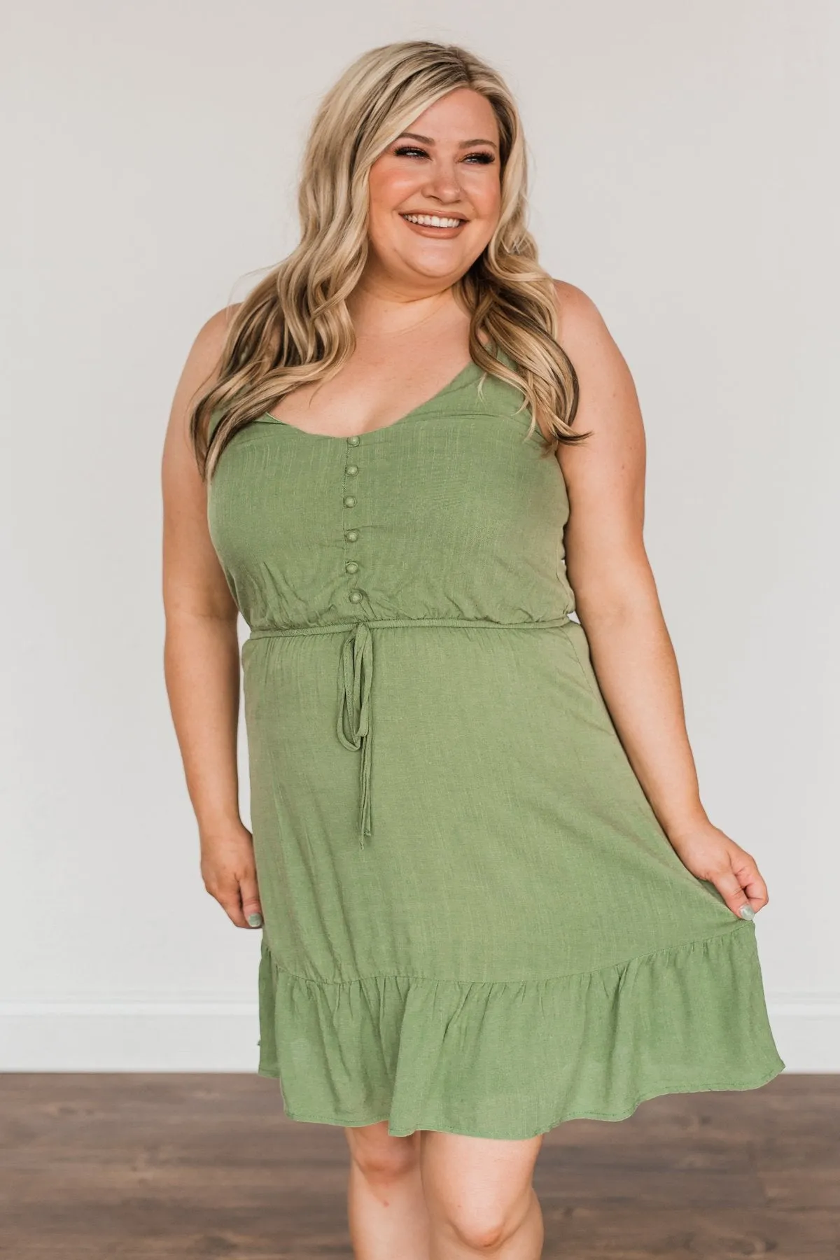 Eternal Love Ruffled Dress- Light Olive