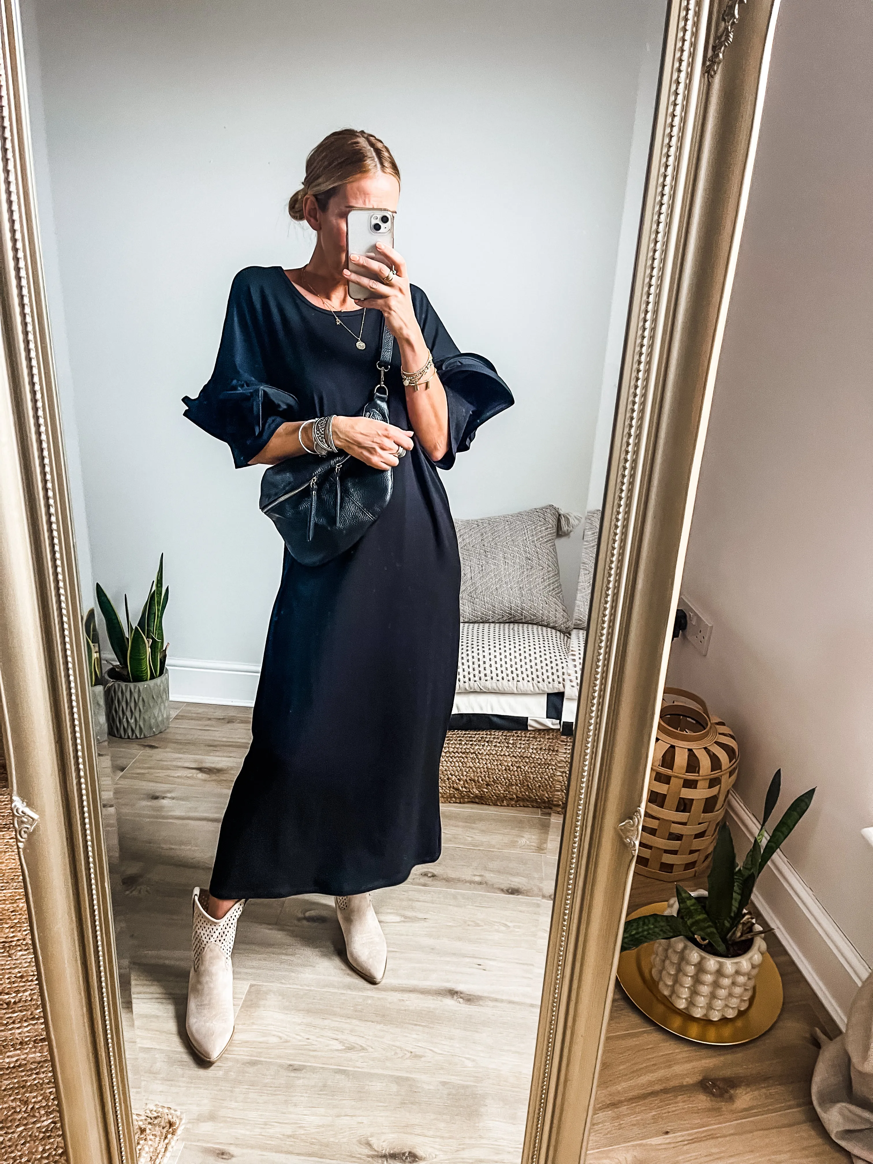 Exaggerated Ruffle Sleeve T-Shirt Midi Dress