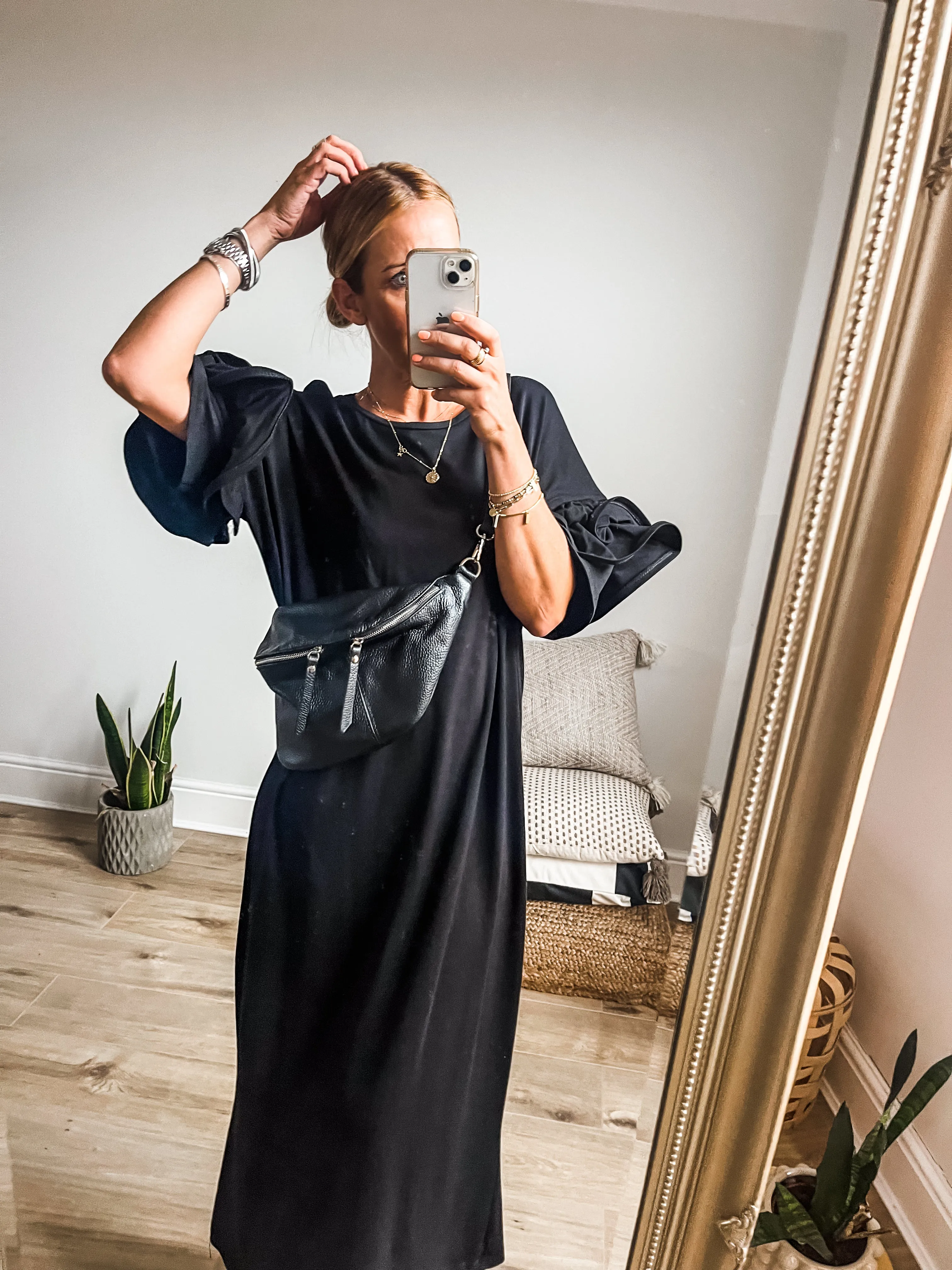 Exaggerated Ruffle Sleeve T-Shirt Midi Dress