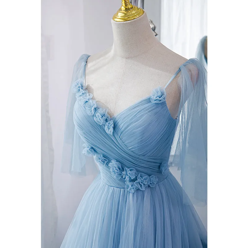 Fairytale Light Blue Tiered Tulle Princess Prom Dress