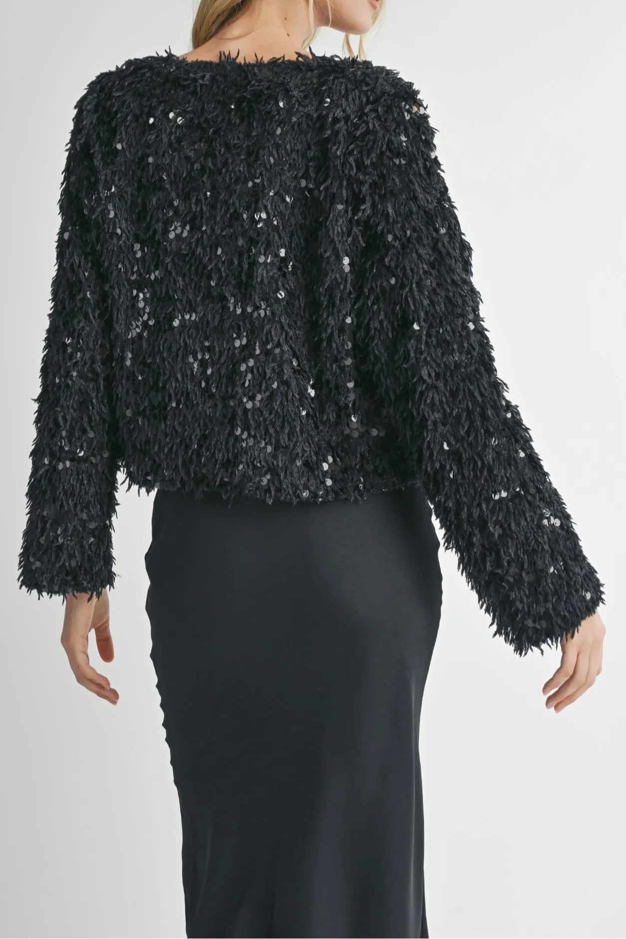 FAUX FUR & SEQUIN JACKET