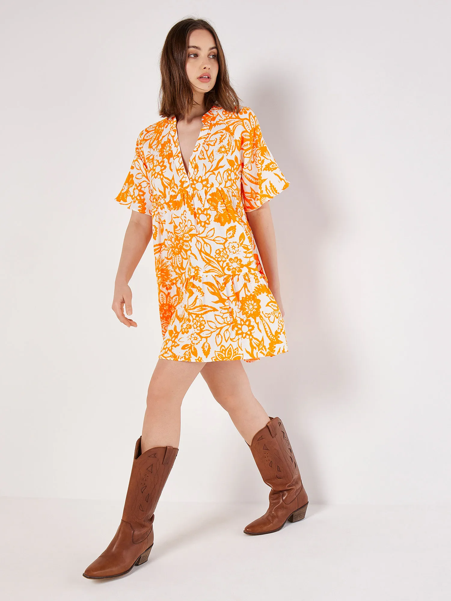 Floral Cotton Mini Dress | Apricot Clothing