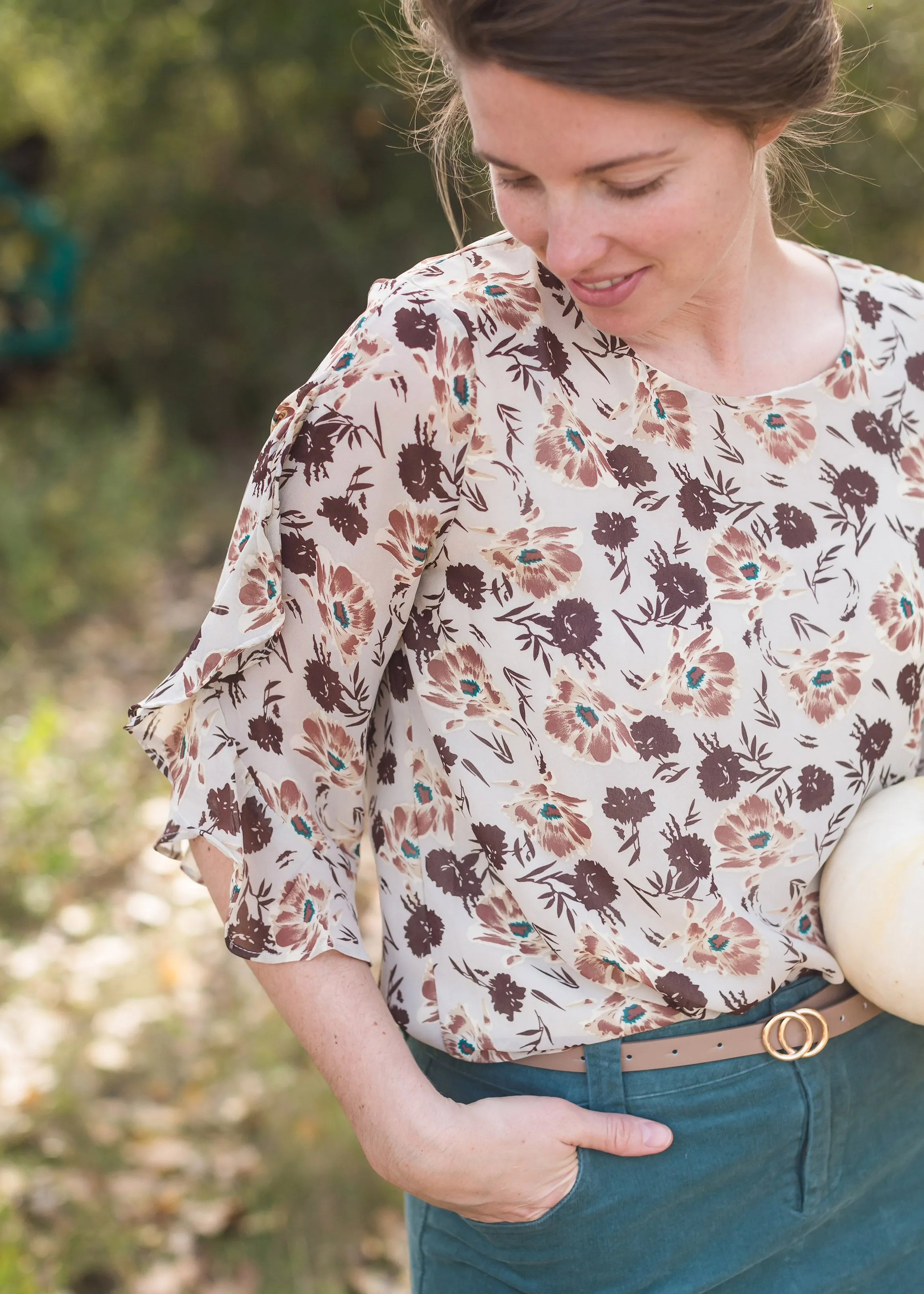 Floral Ruffle Bell Sleeve Top - FINAL SALE