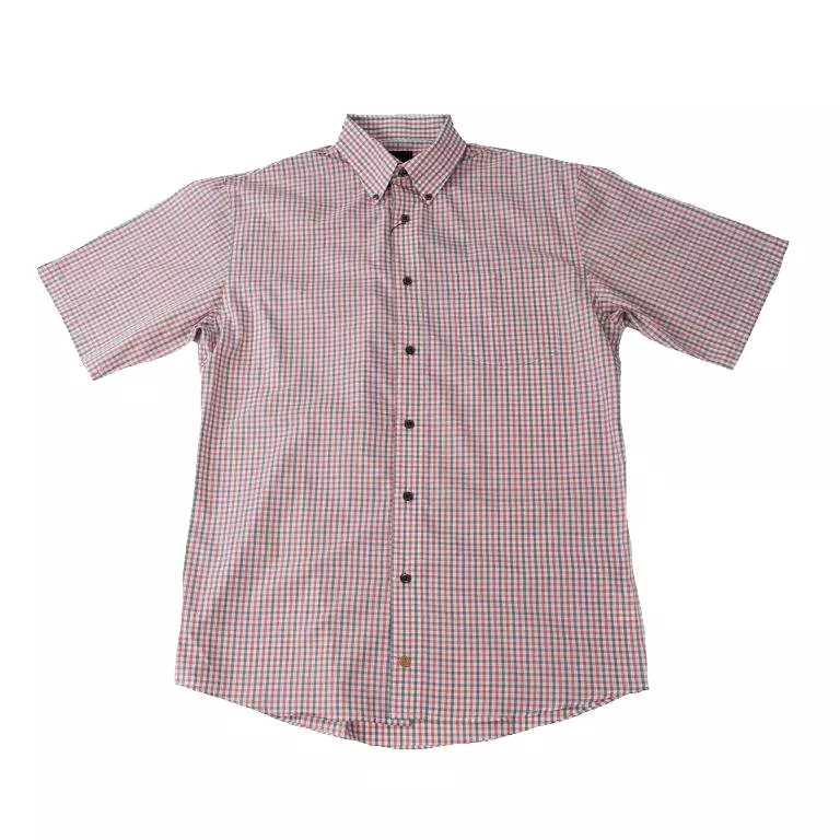 'FX Fusion' Men's Mini Check Button Down - Coral / Grey