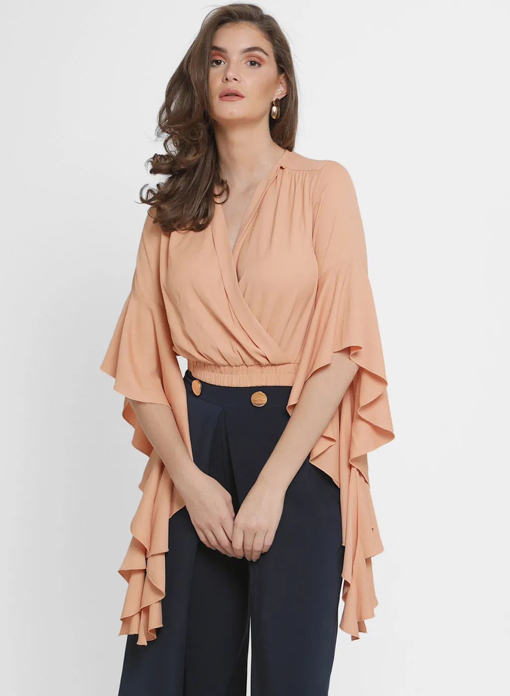 Garnet Extended Ruffle Sleeve Top