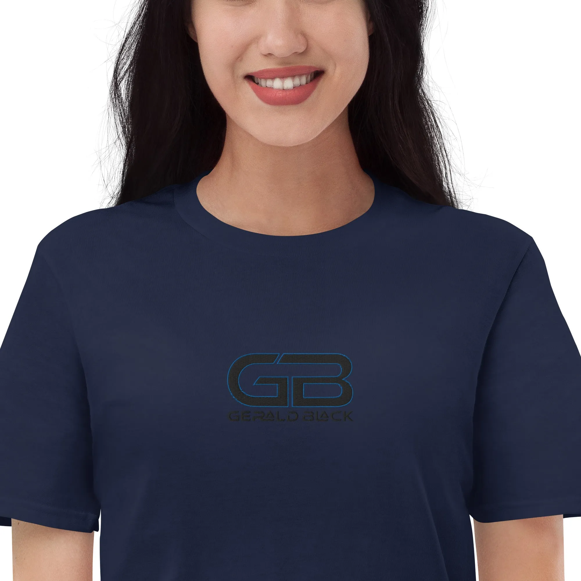 Gerald Black Embroidery Short-sleeve Statement T-Shirt for Unisex