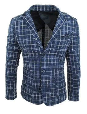 Giacca Blazer uomo Principe di Galles blu scuro a quadri elegante formale