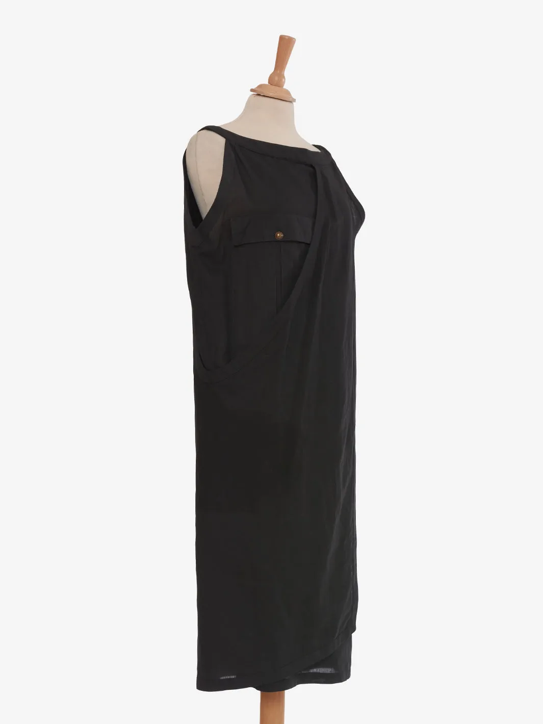 Gianni Versace black long dress in linen and cotton